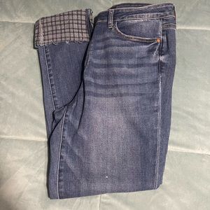 Judy Blue Grey Plaid Cuffed Slim Fit Jean